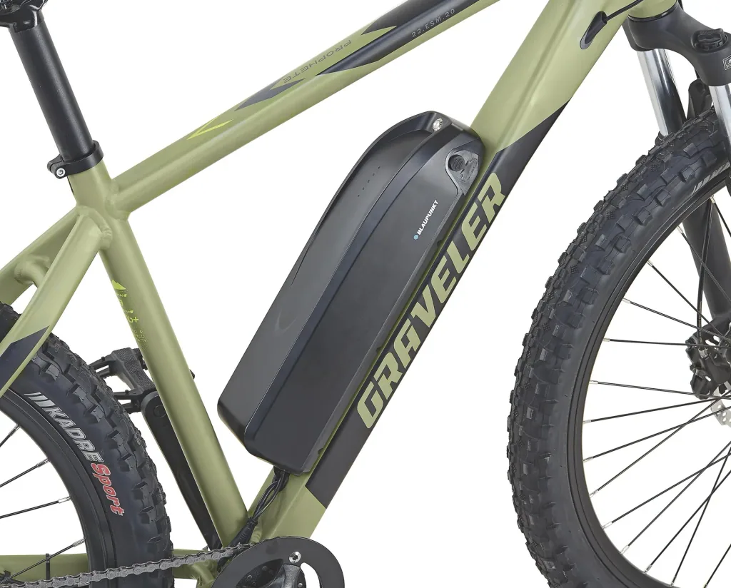 Unisex E-Bike MTB 27,5 Zoll, Rahmengröße 48 cm, 8-Gang Kettenschaltung, olivgrün matt, GRAVELER 22.ESM.20