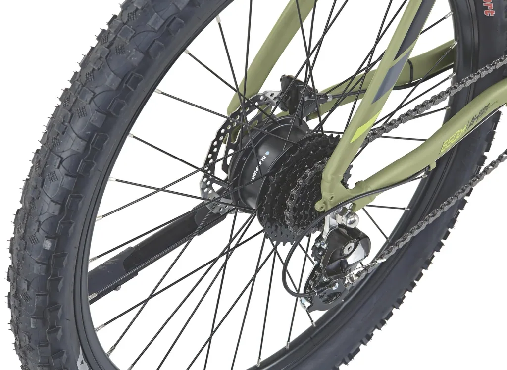 Unisex E-Bike MTB 27,5 Zoll, Rahmengröße 48 cm, 8-Gang Kettenschaltung, olivgrün matt, GRAVELER 22.ESM.20