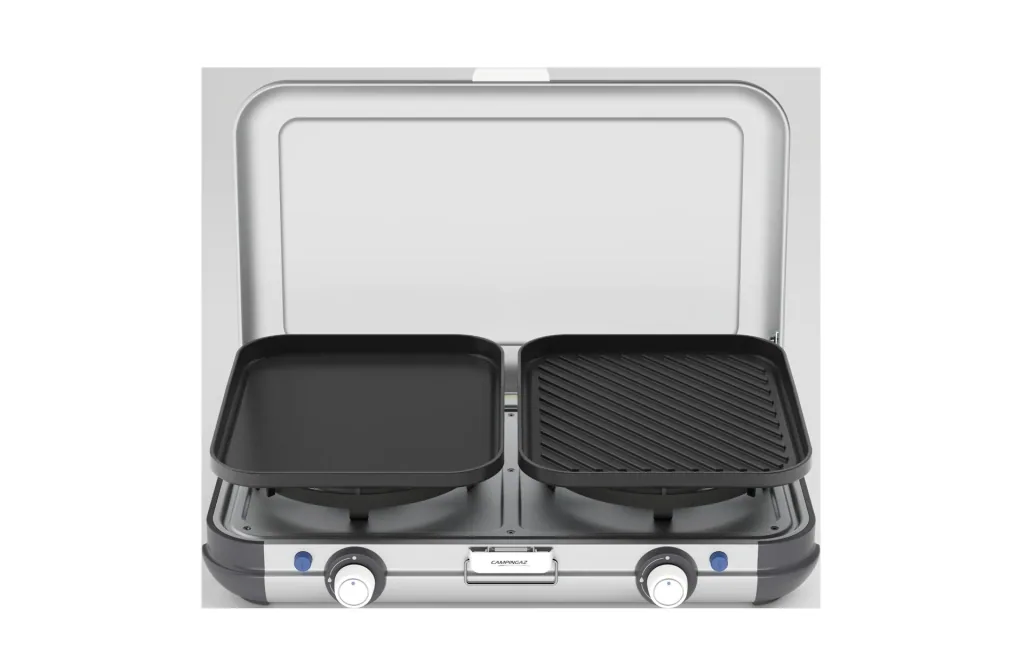 Camping Kitchen 2, Grill & Go CV, Kocher mit zwei Brennern, zwei extra Grillplatten
