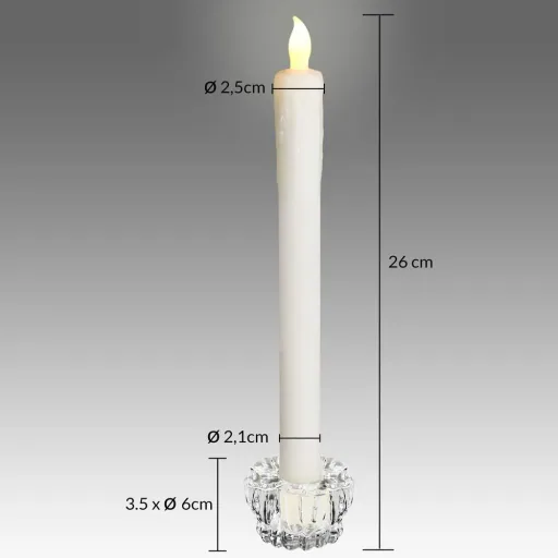 LED Stabkerze 4er Set Ø2,1cm inkl. Kerzenhalter