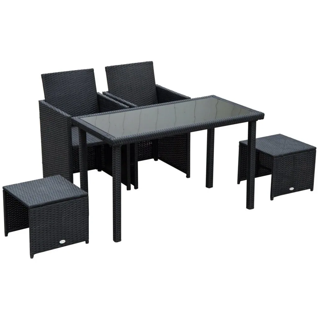 Polyrattan Sitzgruppe Gartenset 11 tlg, mit Kissen Schwarz