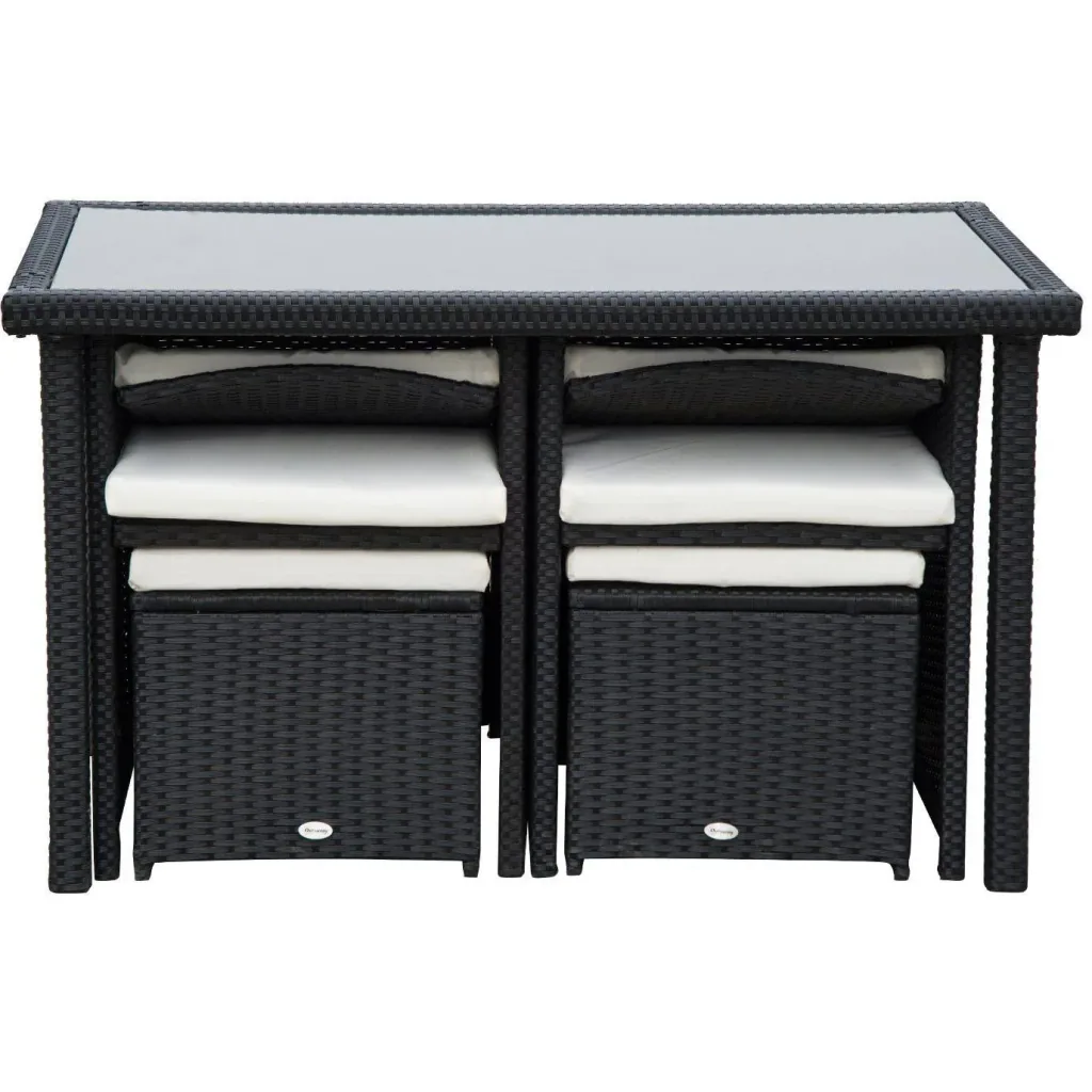 Polyrattan Sitzgruppe Gartenset 11 tlg, mit Kissen Schwarz