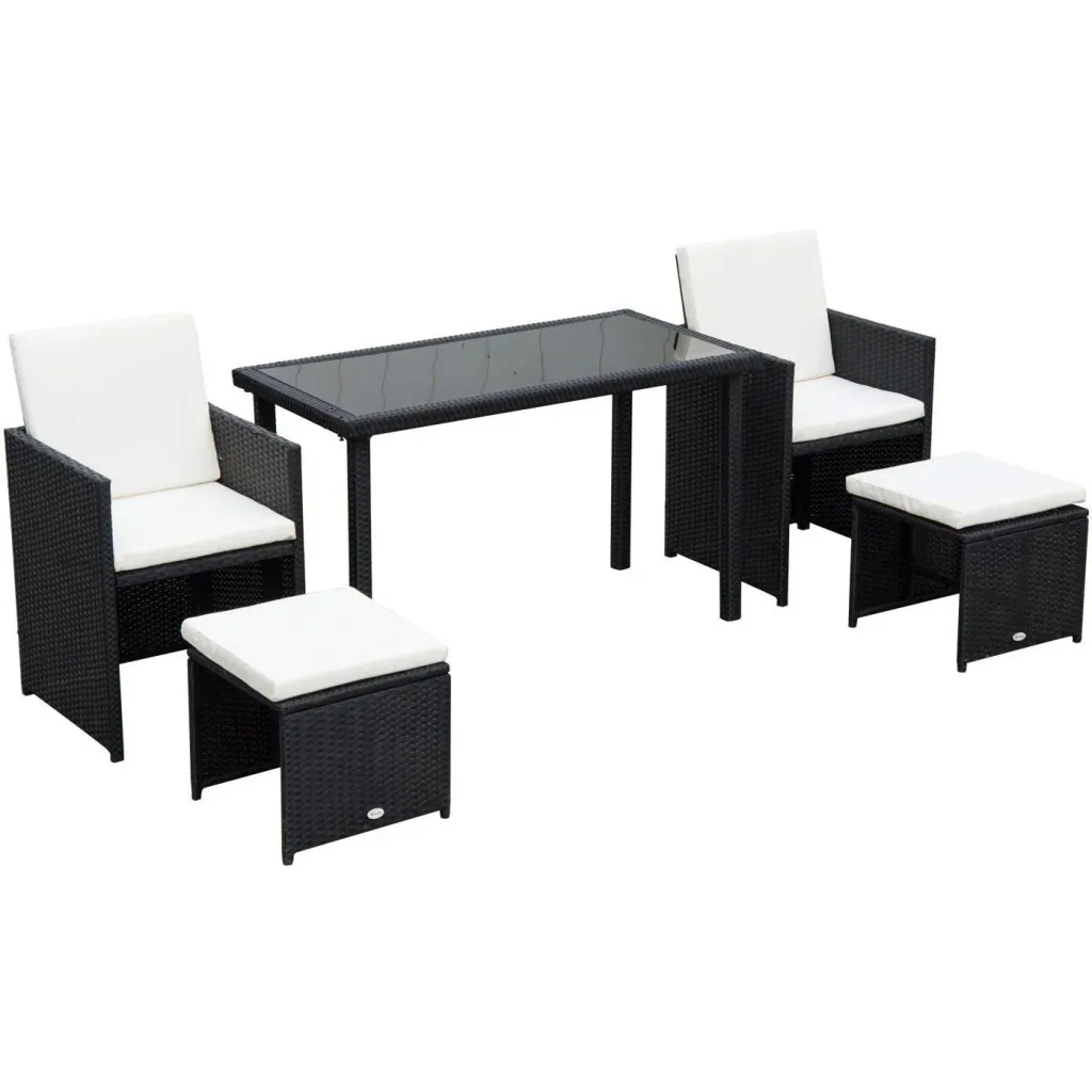 Polyrattan Sitzgruppe Gartenset 11 tlg, mit Kissen Schwarz