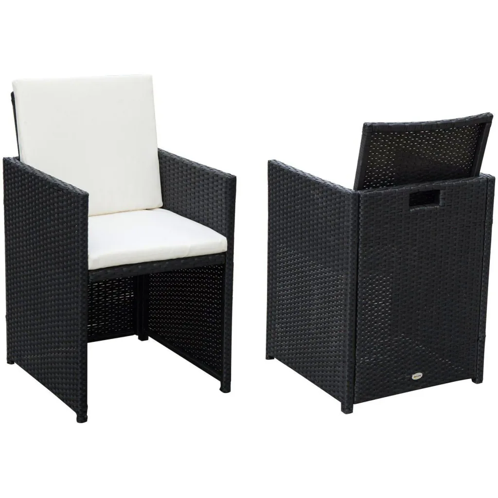 Polyrattan Sitzgruppe Gartenset 11 tlg, mit Kissen Schwarz