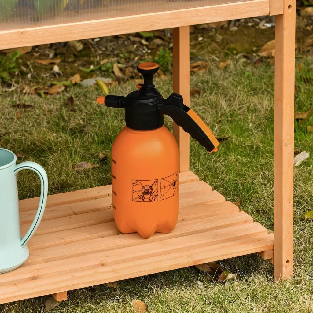 Gewächshaus aus Massivholz mit Polycarbonatplatten Orange
