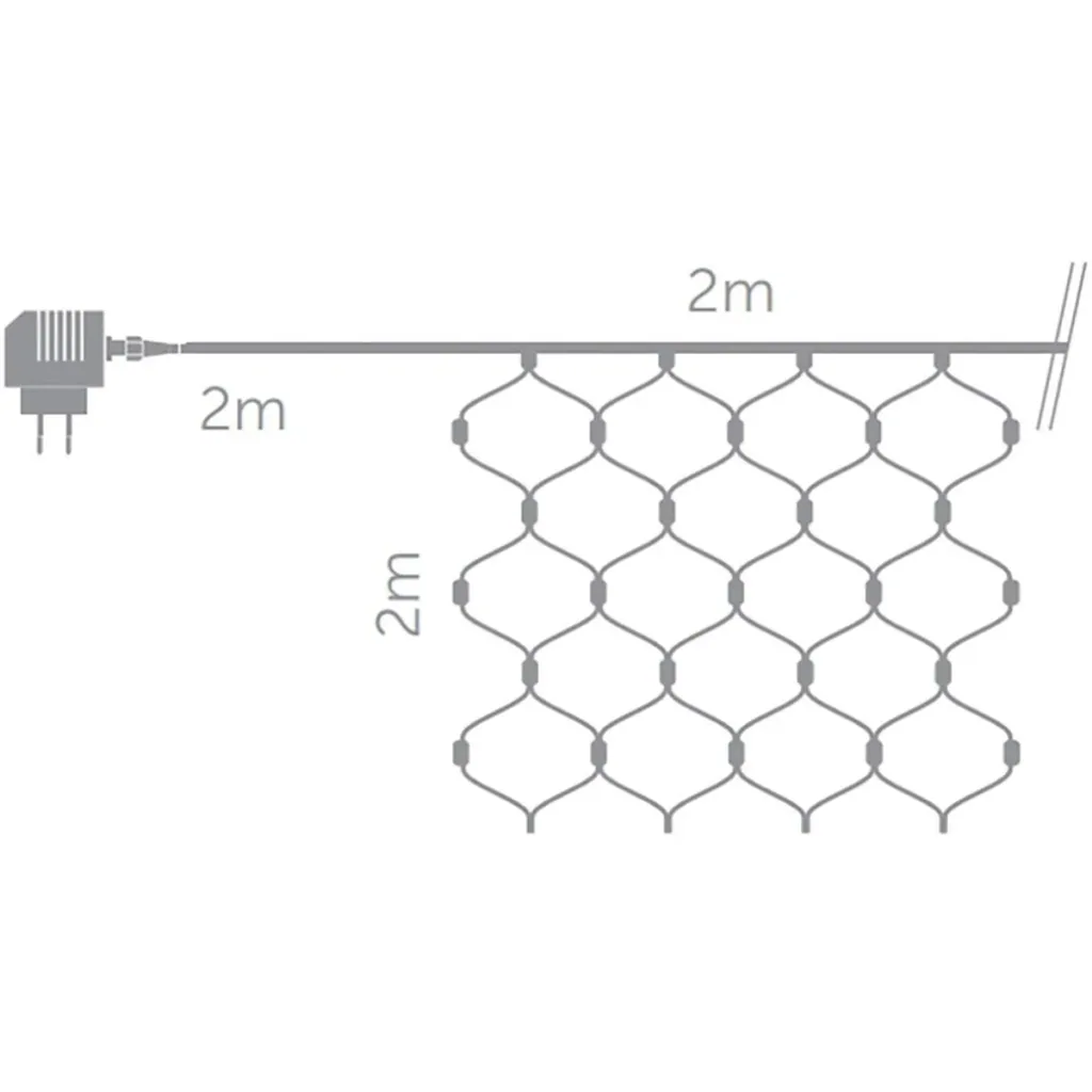 Vellight Netzbeleuchtung - 2x2m - 144 LED- Kaltweiß - Innen und Außen