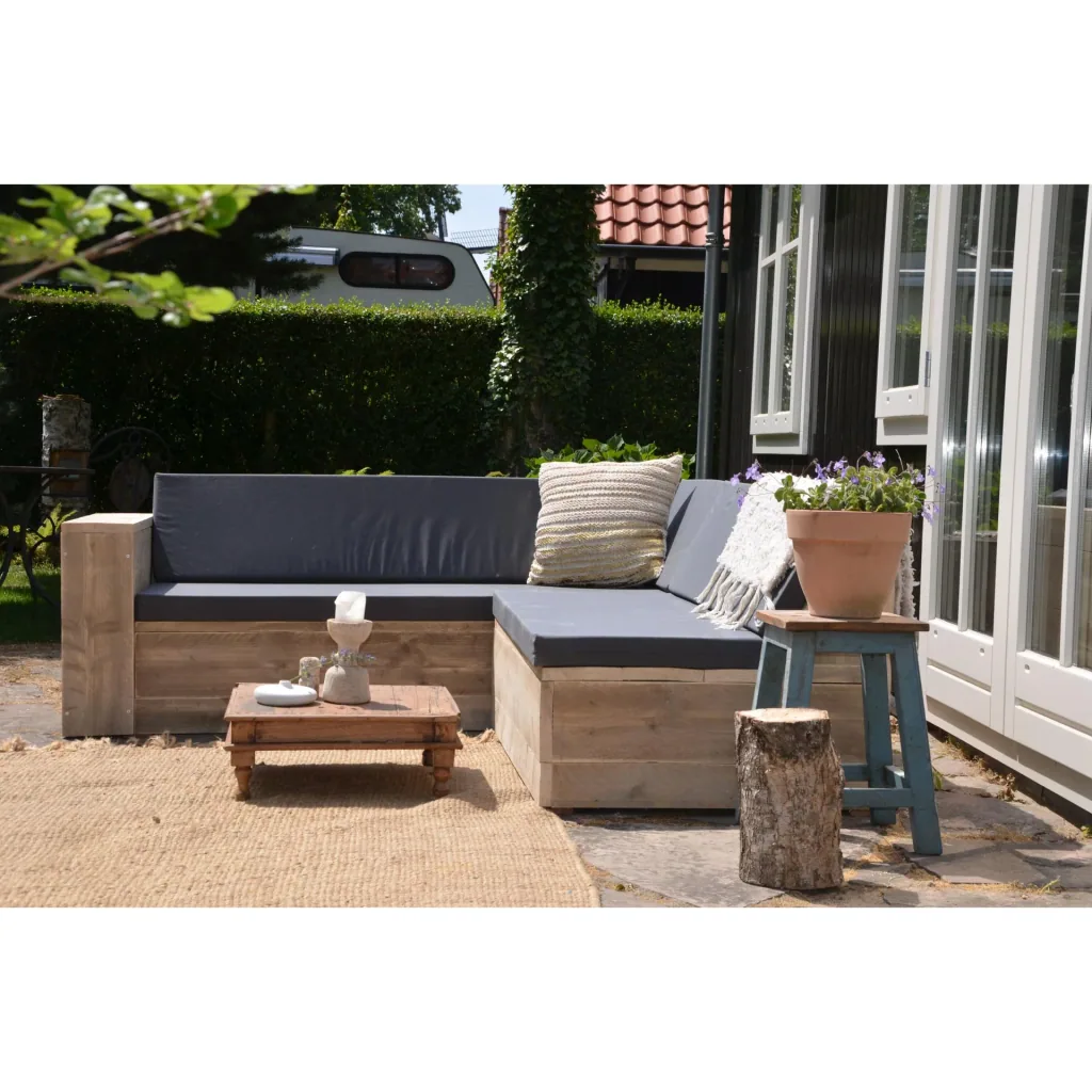 Lounge-Set robustes Gerüstholz-Ecksofa 200/250 cm