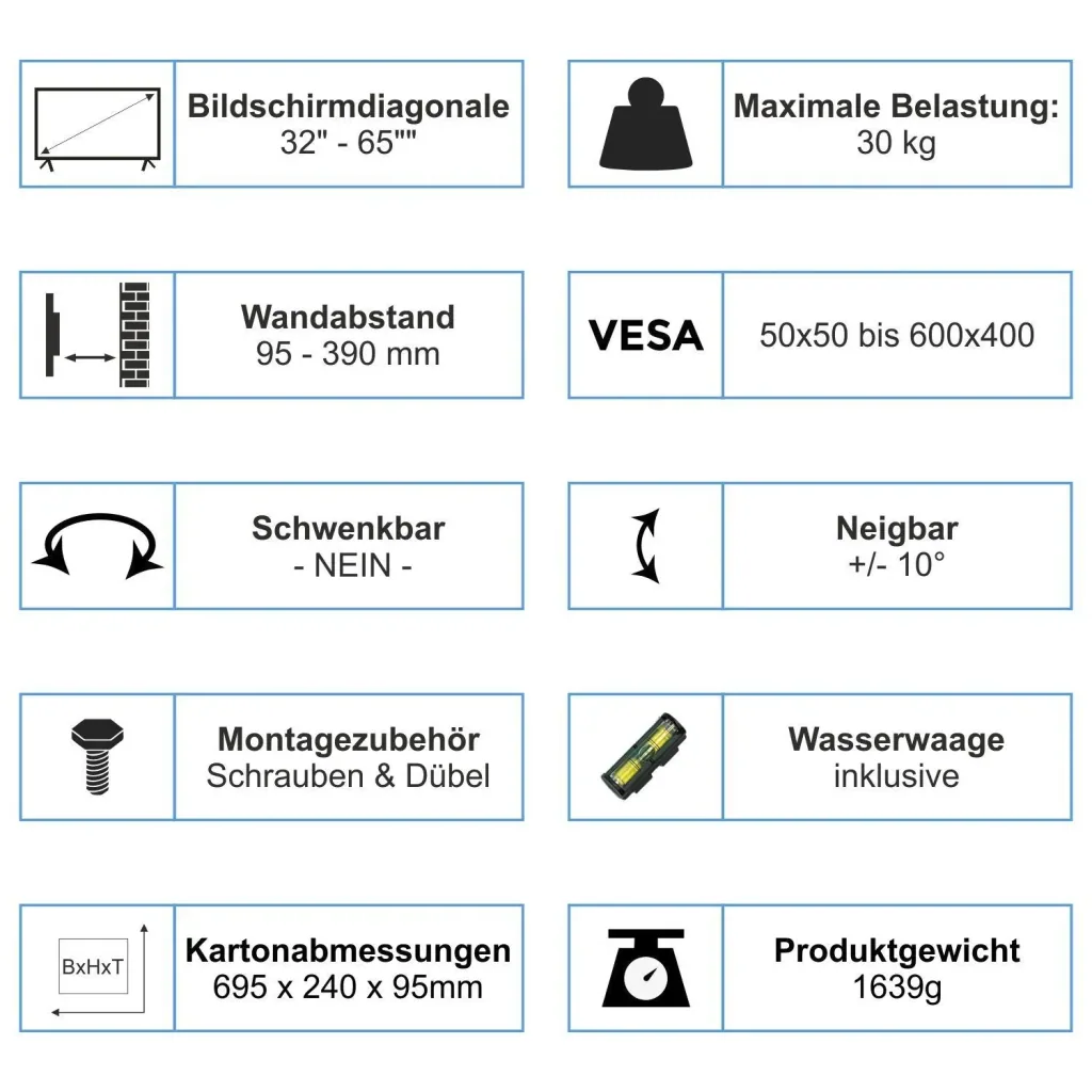 Comfort LCD TV Wandhalter  32-65 Zoll