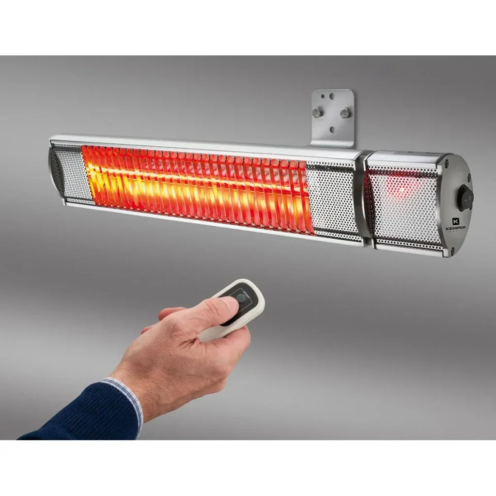 Heizung - Infrarot-Lampe - Terrassenheizung - innen und außen - 2000W - 24m² - IP55 - Mit Fernbedienung