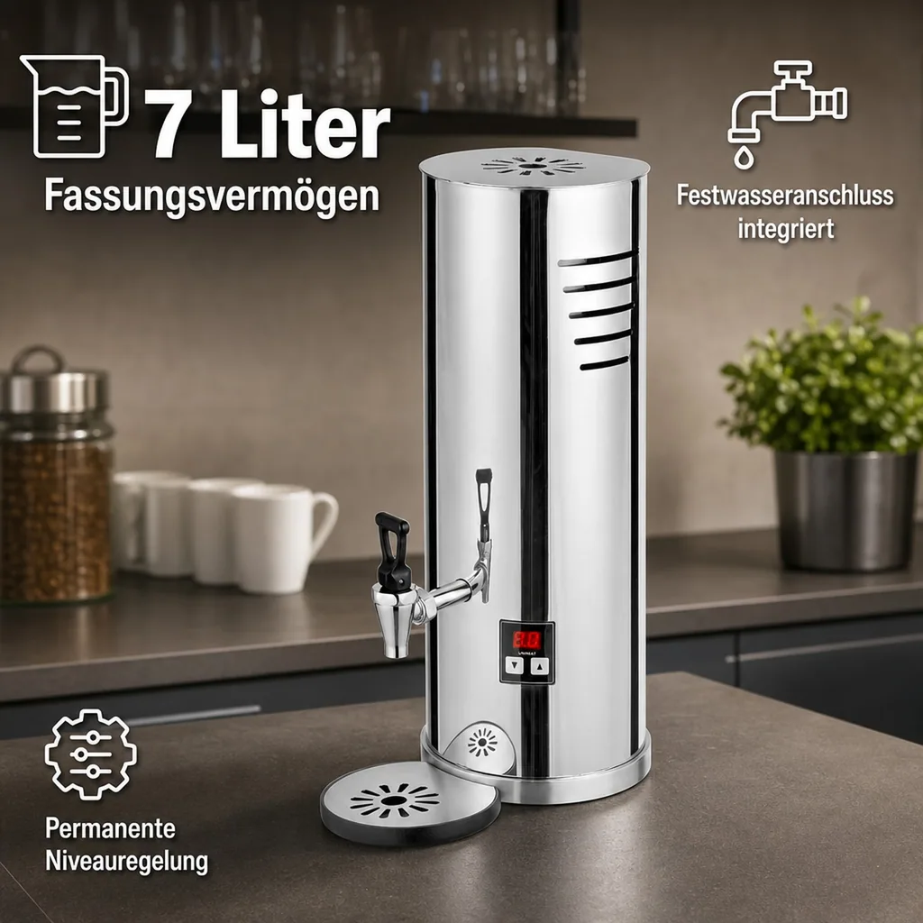 Heißwasserspender, Heißgetränkespender, Heißwasserbereiter mit Festwasseranschluss - Frankfurt, 7L