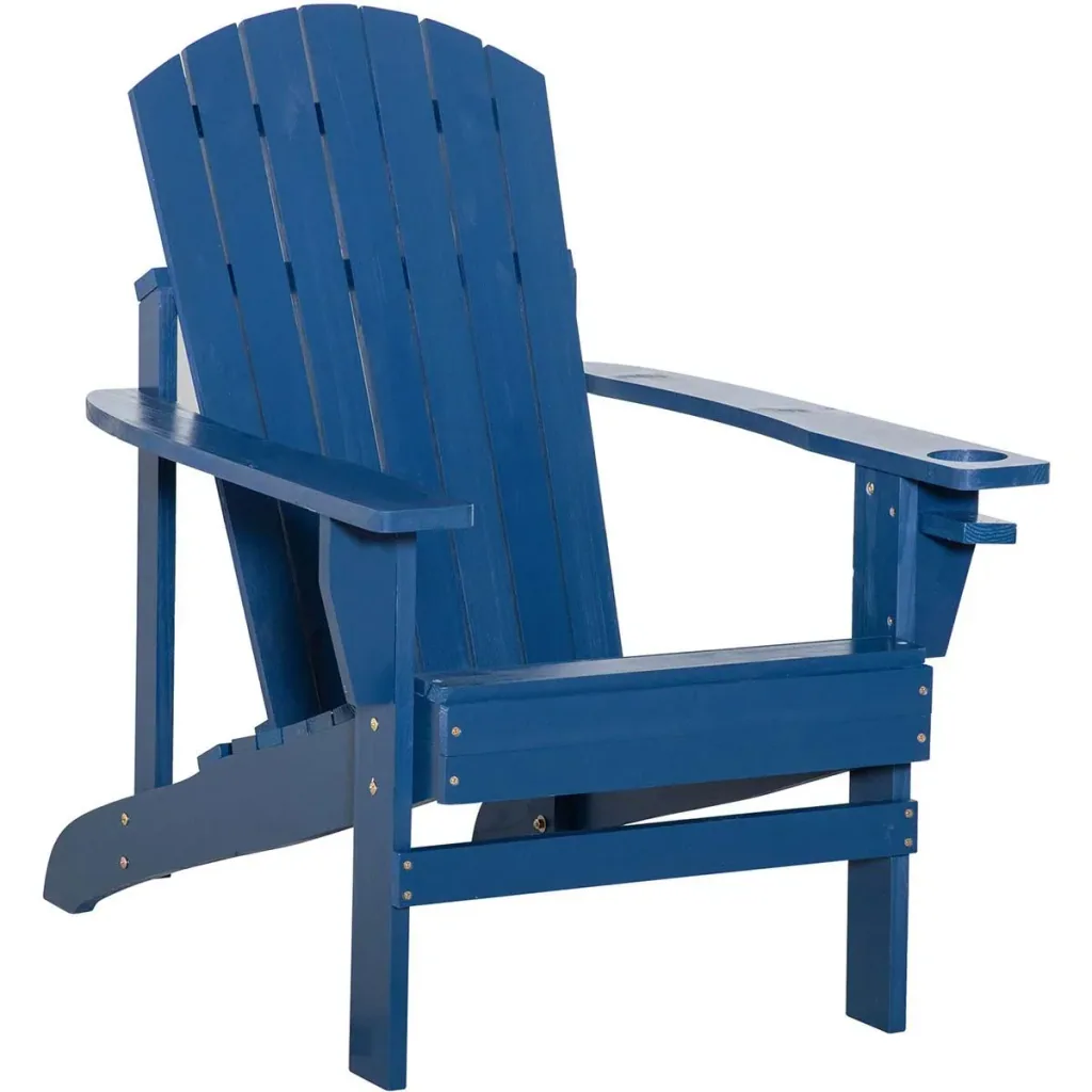 Gartenstuhl mit Becherhalter - Holz - Blau - 97 x 72,5 x 93 cm
