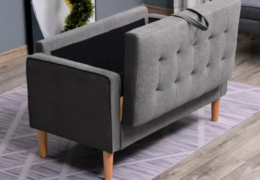 2-Sitzer Sofa Stoffsofa Doppelsofa abnehmbar mit Kissen Gummiholz Baumwoll Grau 117 x 62 x 78 cm