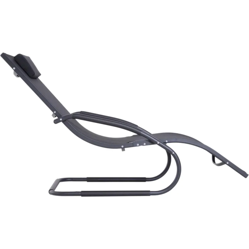 Gartenliege Sonnenliege Stoffliege mit Kissen Relaxliege ergonomisch wetterbeständig Aluminium Schwarz 150 x 63 x 89 cm