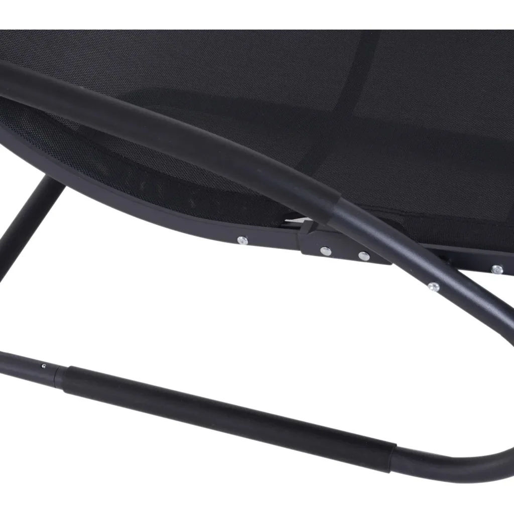 Gartenliege Sonnenliege Stoffliege mit Kissen Relaxliege ergonomisch wetterbeständig Aluminium Schwarz 150 x 63 x 89 cm