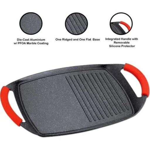 Marmorbeschichtung Griddle-Platte mit Rippen - 47 cm