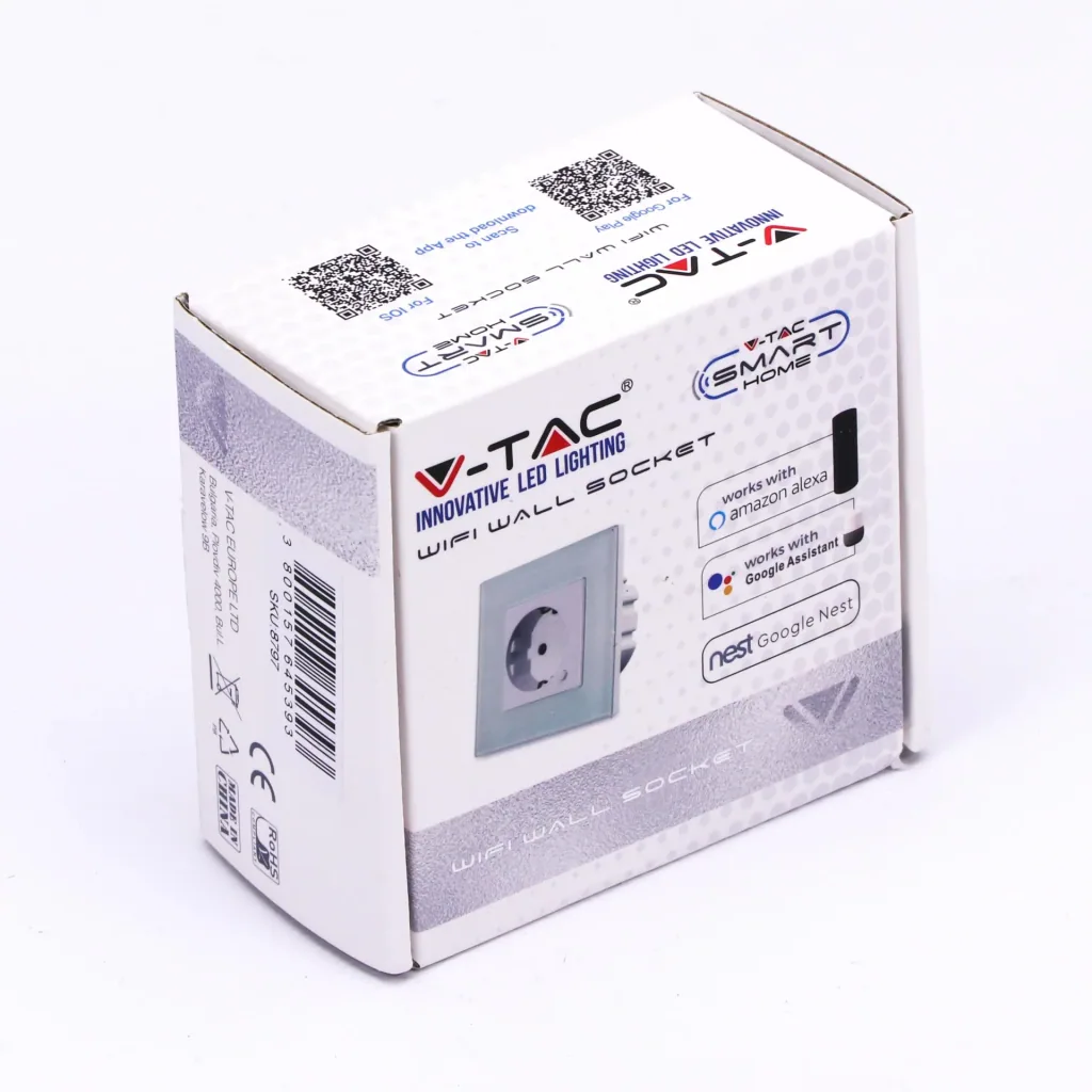 Smarthome VT-5134 WiFi-Wandsteckdose - schwarz - 10A - 2200W - Funktioniert mit Amazon Alexa und Google Home Assistant