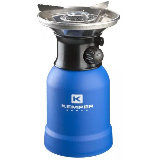 Gaskocher mit Windschutz und Piezozündung 1200 Watt Blau mit Gastank