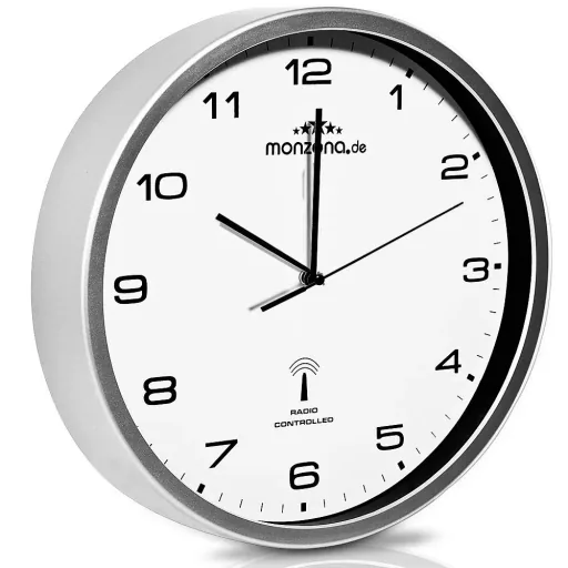 Wanduhr Radio Ø 31cm - weiß/silber