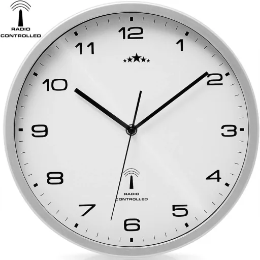 Wanduhr Radio Ø 31cm - weiß/silber