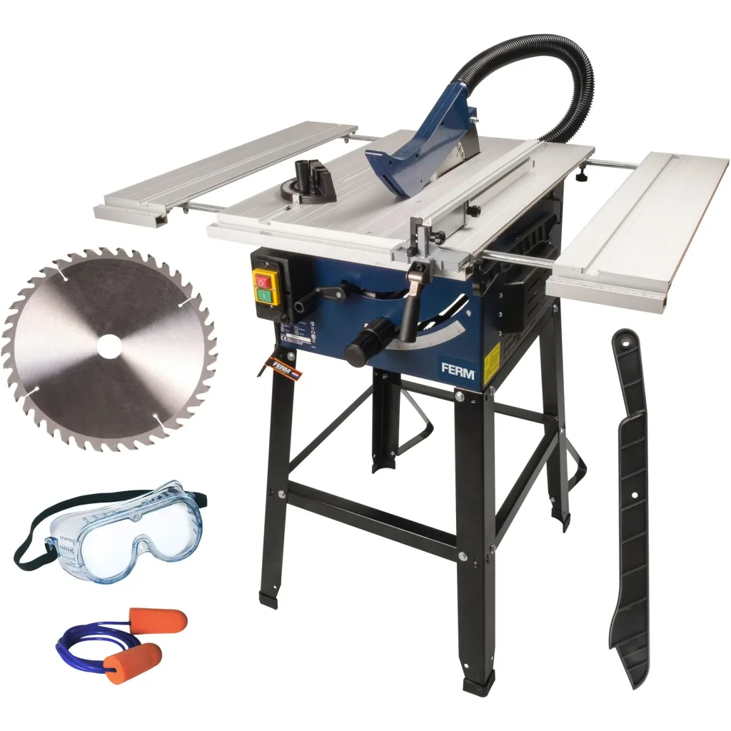 TSM1033 Tischkreissäge 1800W - 250mm - Winkelanschlag und Parallelführung - Vakuum-Adapter - Inkl. T40 Sägeblatt