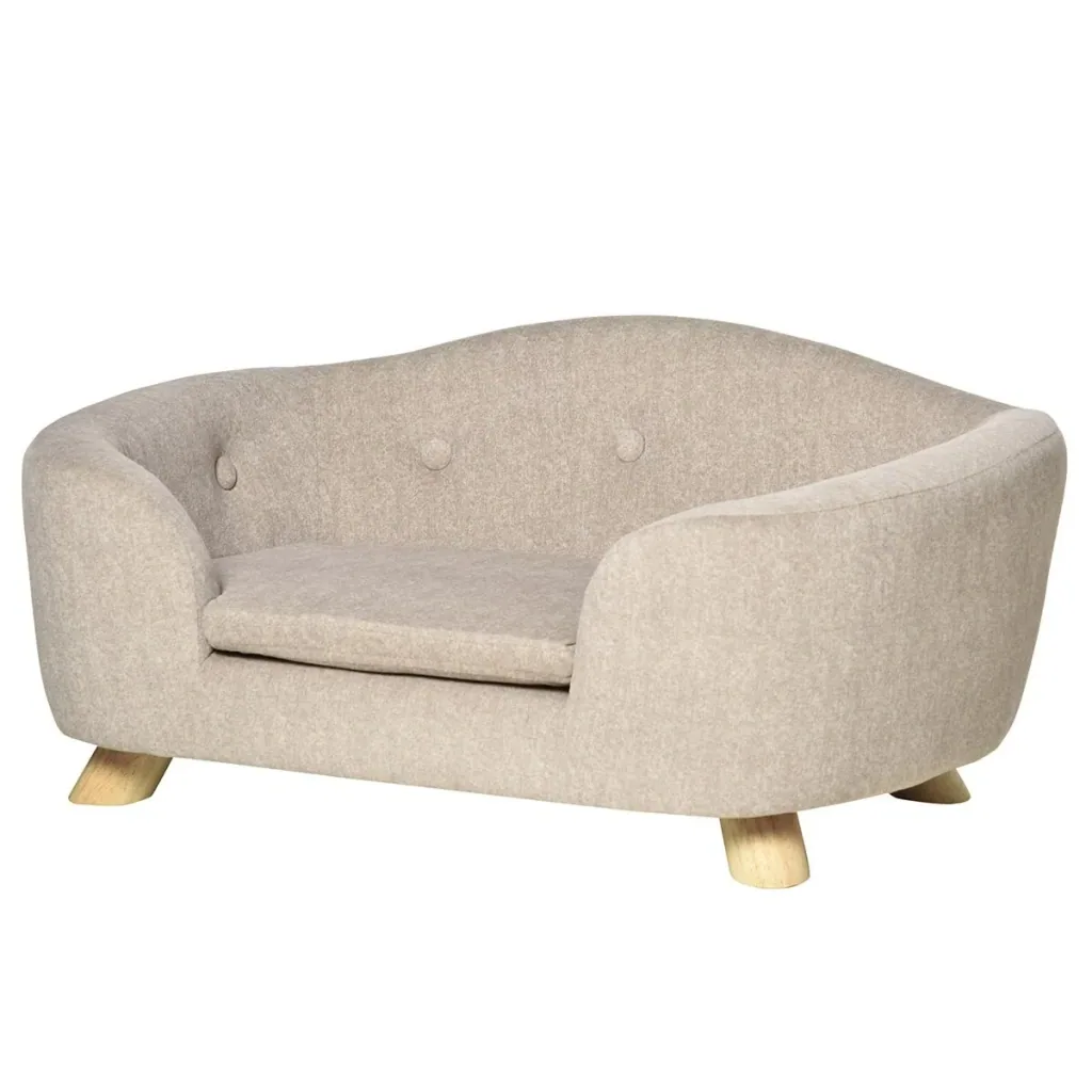 Haustiersofa Hundematte Hundebett Hundesofa Hundecouch Katzen Sofa mit Kissen Rückentasche Plüsch Schaumstoff Kiefernhol