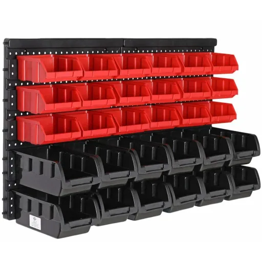 6x Werkzeug-Wandstapelboxen 32 Stück - 2 Wandplatten 32x38x2 cm