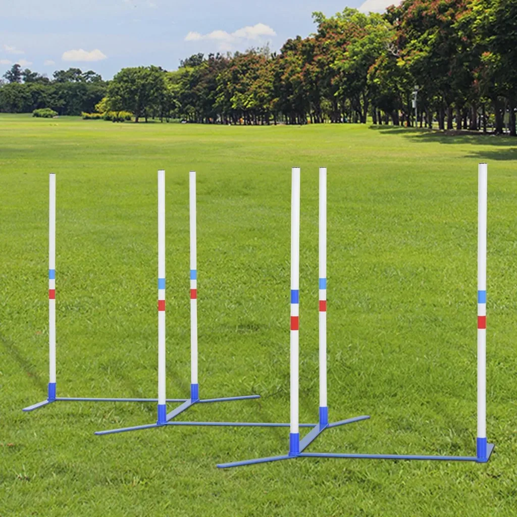 Hunde Slalomstangen Agility Training für Haustiere Hundetrainigsset Inklusive 600D Tasche Leicht zu tragen Polyester Kun