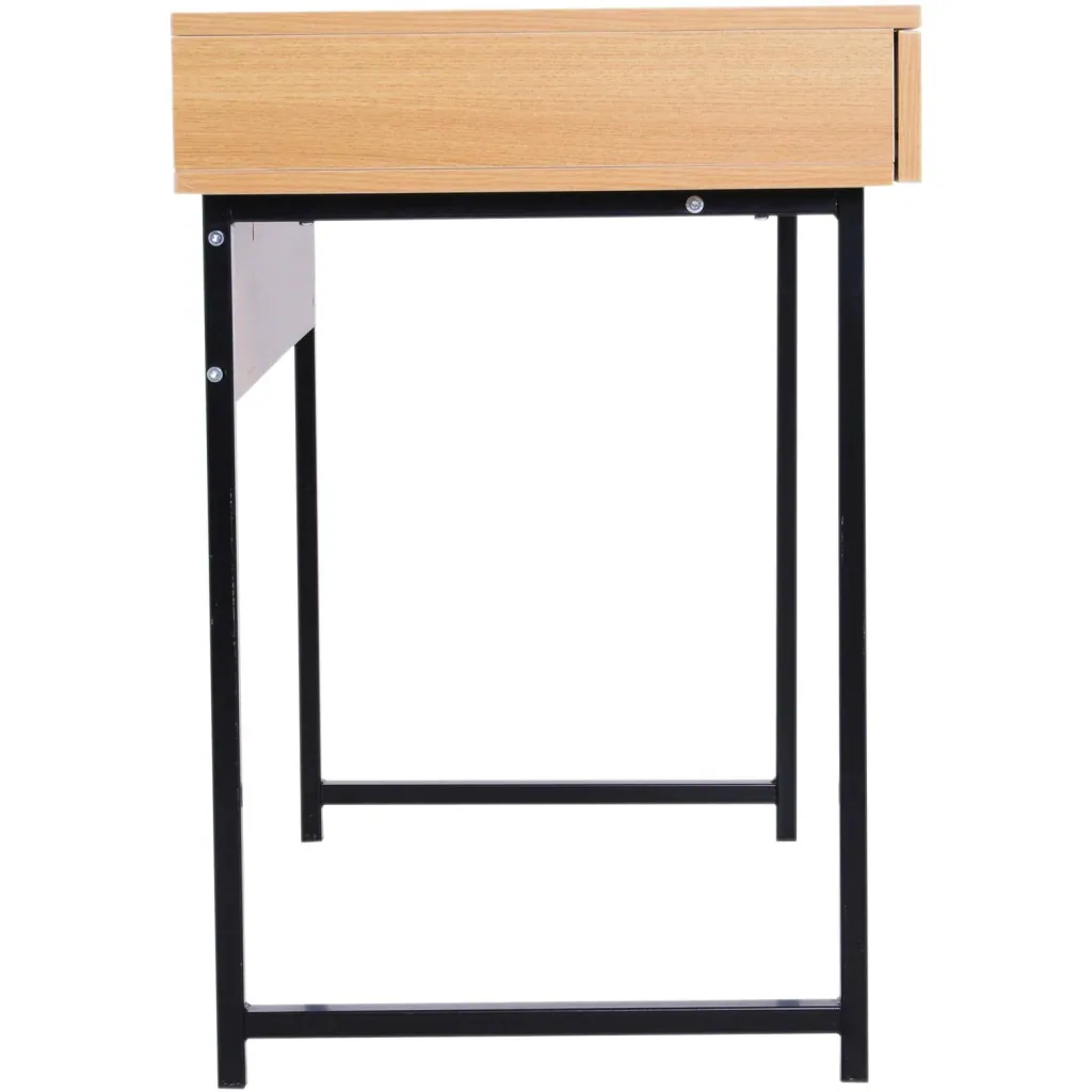 Schreibtisch PC-Tisch Computertisch mit 2 Schubladen Holz + Metall Natur 120 x 52 x 76,2 cm