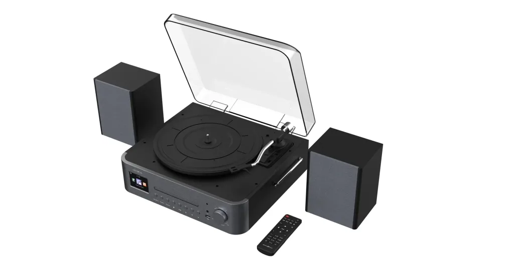 Anlage mit Plattenspieler, Internet, UKW, DAB+/DAB Radio, Bluetooth und MP3 CD-Player
