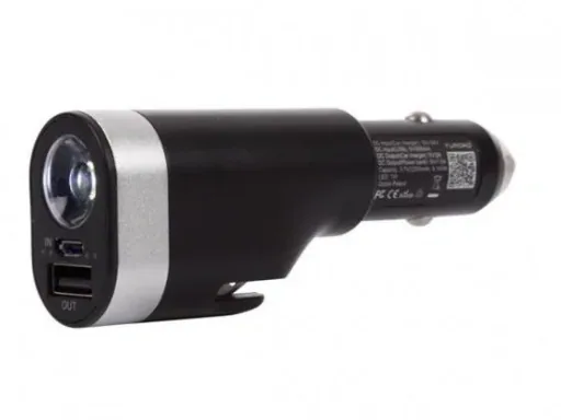 6-In-1 Autoladegerät / Powerbank / LED-Taschenlampe / Sicherheitsgurtschneider / Notfallhammer