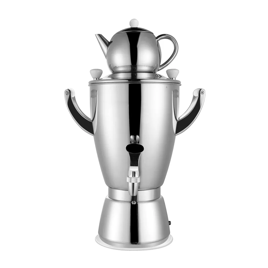 Samowar mit Teekocher, Russischer Teekessel Elektrisch - Edelstahl, 6L