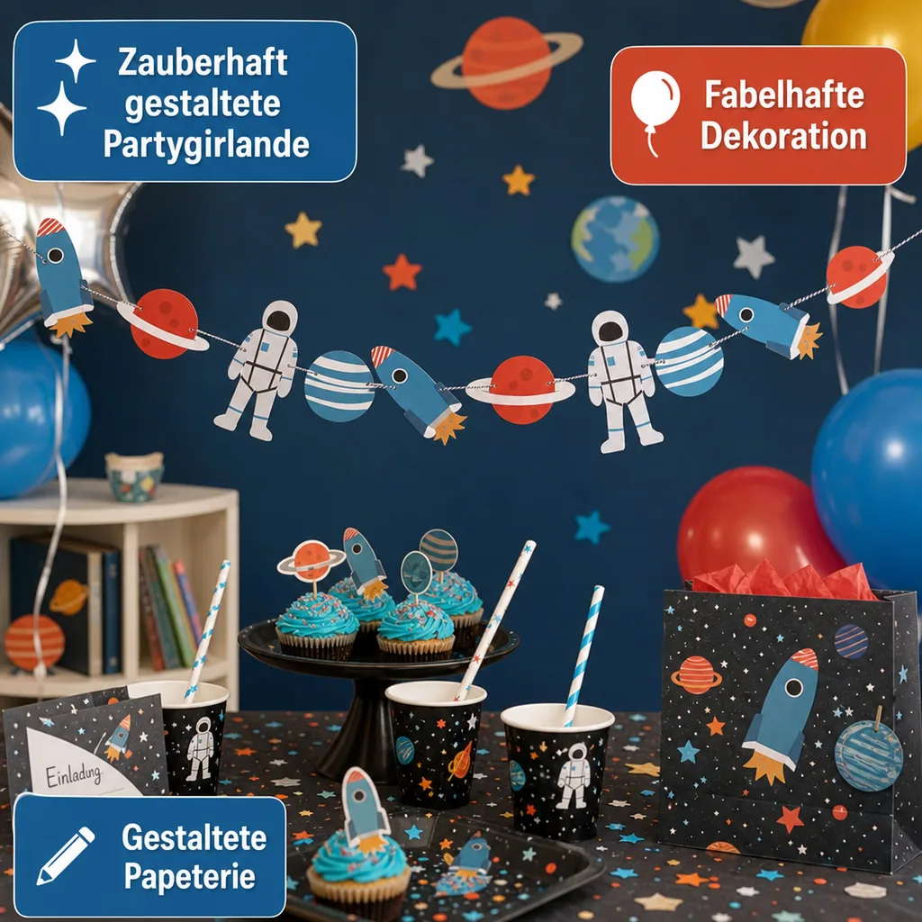 Ava & Yves Partygirlanden Weltraum