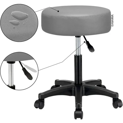 Rollhocker Arbeitshocker - | 56 x 56 x 46-61 cm | Grau - Drehbar und verstellbar