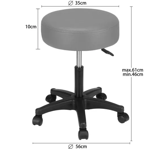 Rollhocker Arbeitshocker - | 56 x 56 x 46-61 cm | Grau - Drehbar und verstellbar