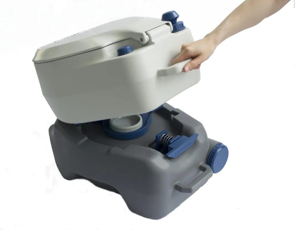 Portable Camping Toilette, antibakterielle Barriere, Chemie-Toilette mit Wasserspülung, 20 Liter Abwassertank