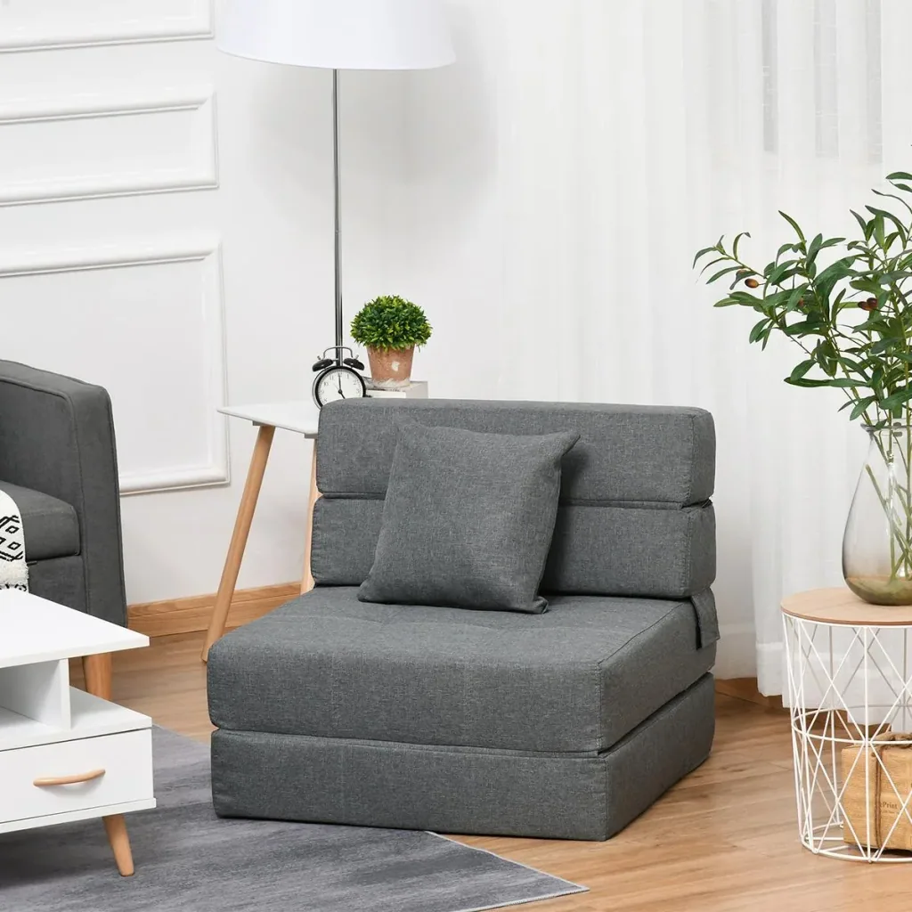 Schlafsessel Schlafsofa Sofabett Einzelsofa mit Waschbarem Kissen Grau 70cm x 70cm x 61cm