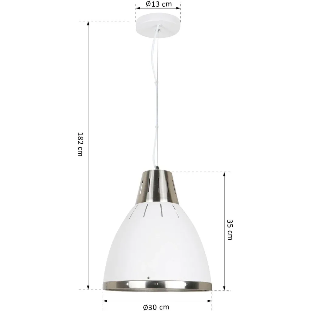 Hängeleuchte Deckenlampe Industrie Vintage E27 40 W Metall weiß ?30 x H35 cm (ohne Birne)