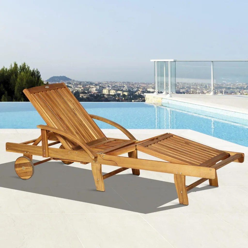 Gartenliege Sonnenliege Liegestuhl klappbar verstellbar Akazienholz Natur 195 x 70 x (66 85) cm