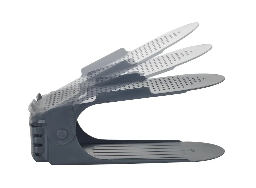 Schuhhalter, Schuhstapler,Schuhorganizer höhenverstellbar, Grau, 8er