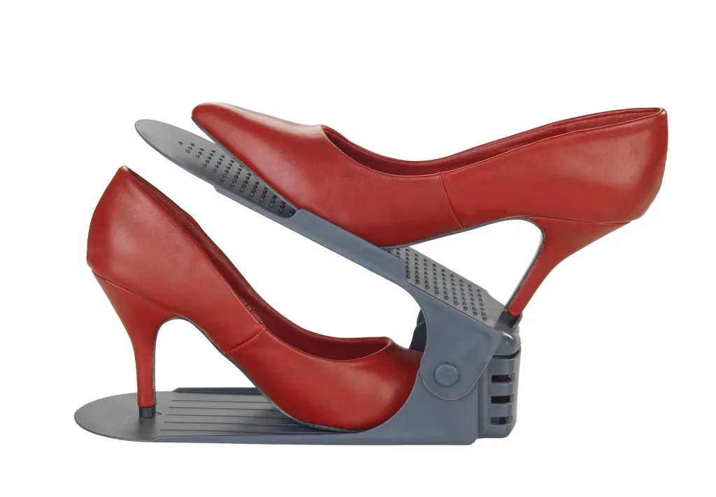 Schuhhalter, Schuhstapler,Schuhorganizer höhenverstellbar, Grau, 8er