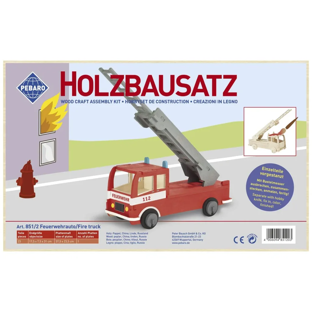 Holzbausatz "Feuerwehrauto", 17,5 x 7,5 x 31 cm