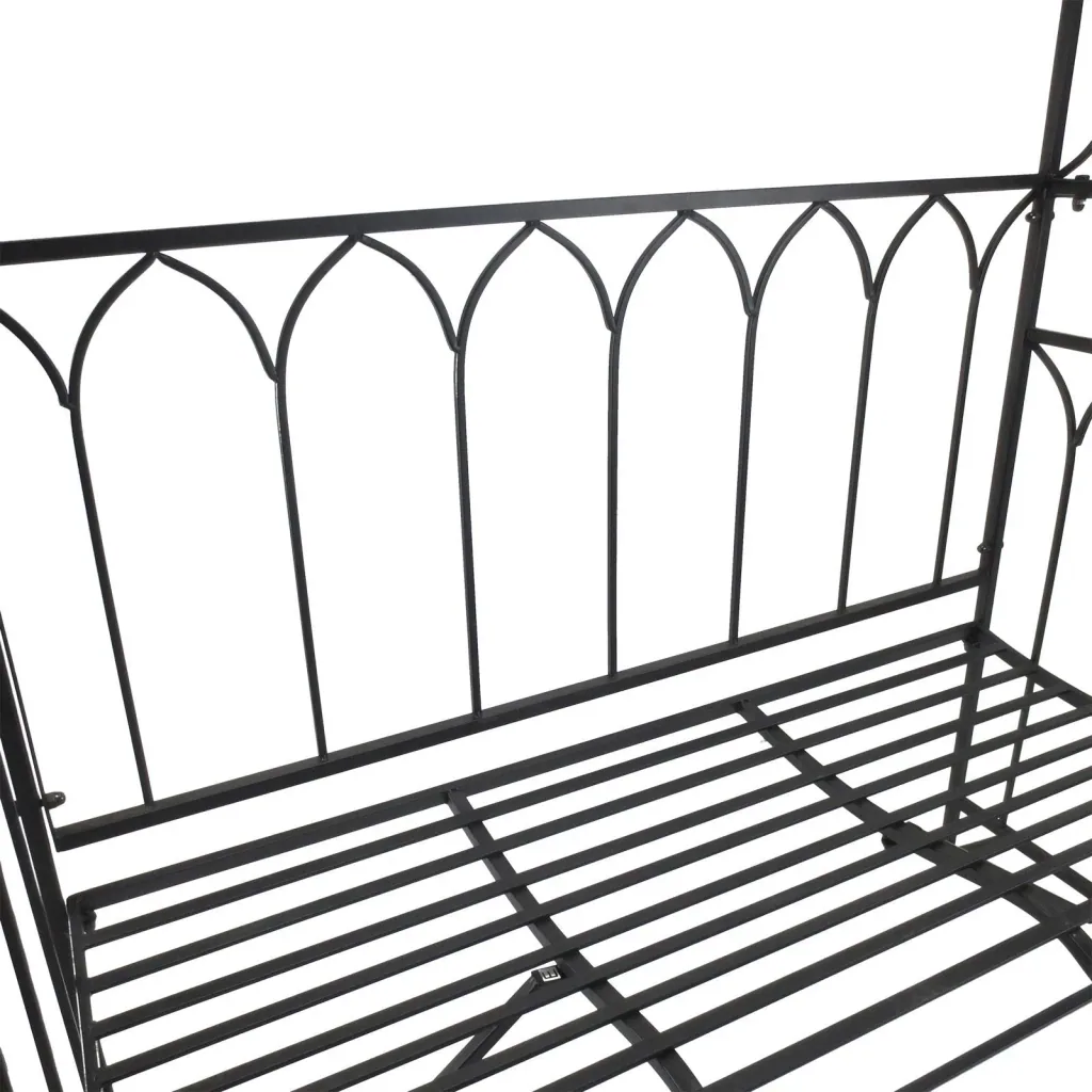 Rosenbogen mit Bank Rosenbank Laubenbank Rankgitter Rankhilfe Metall Schwarz 115 x 50 x 203 cm