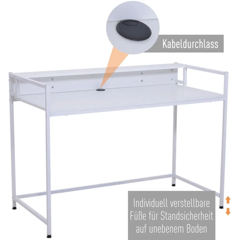 Schreibtisch PC Tisch Computertisch mit Kabeldurchlass Weiß 120 x 60 x 86,5 cm