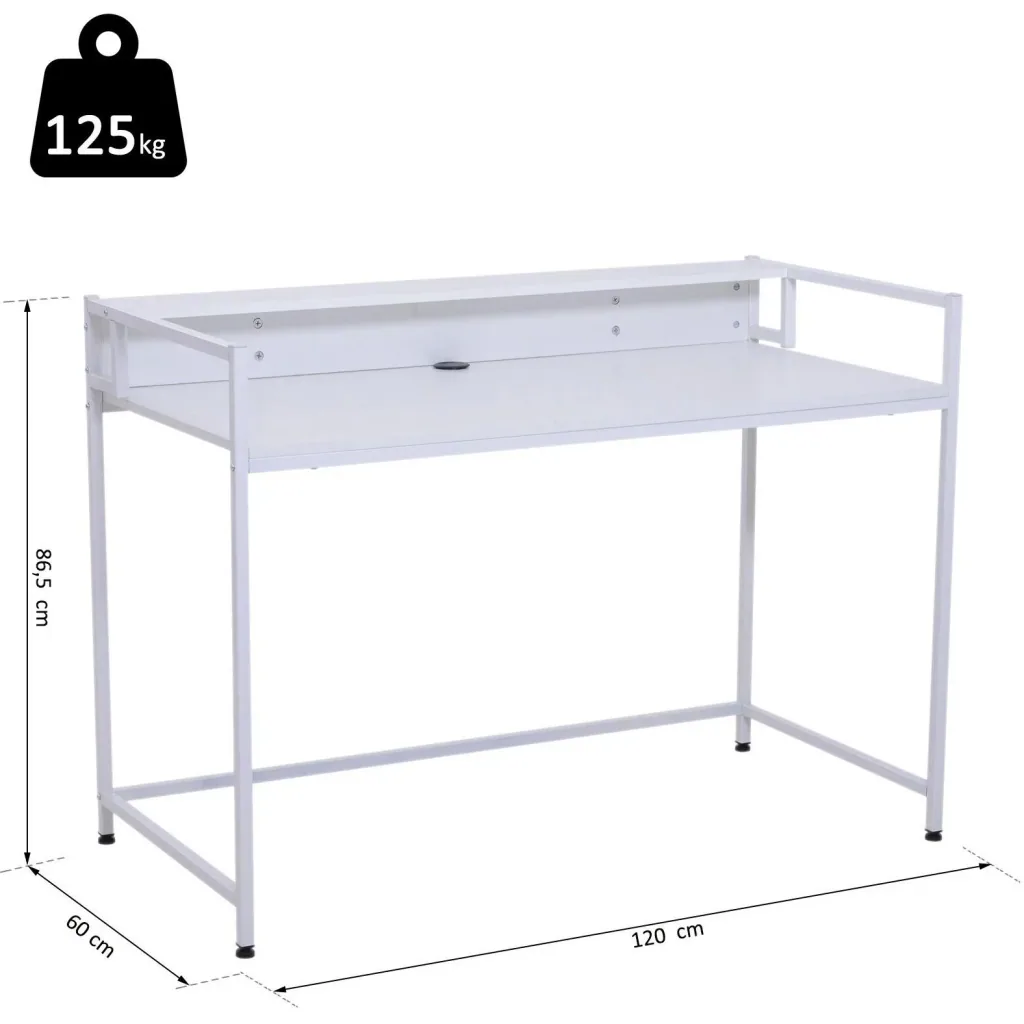 Schreibtisch PC Tisch Computertisch mit Kabeldurchlass Weiß 120 x 60 x 86,5 cm