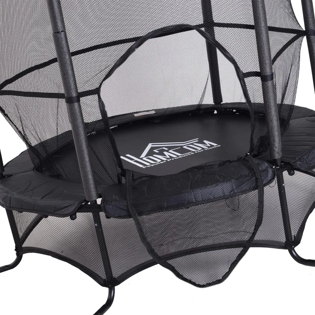 Trampolin Kinder Gartentrampolin mit Sicherheitsnetz Randabdeckung gepolstert Stahl Schwarz Ø170cm bis 45kg