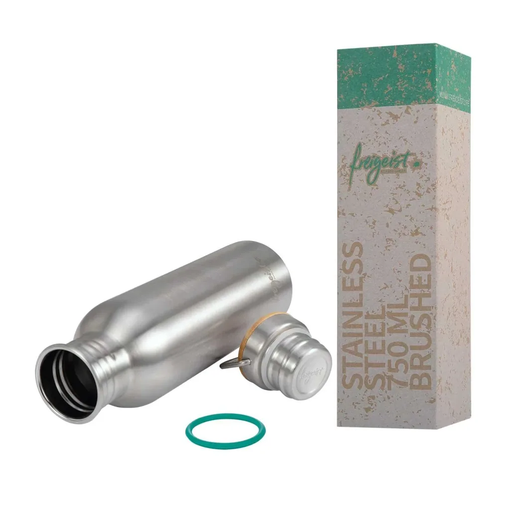 Edelstahlflasche 750ml, matt mit aquabook Flaschenbürste XL