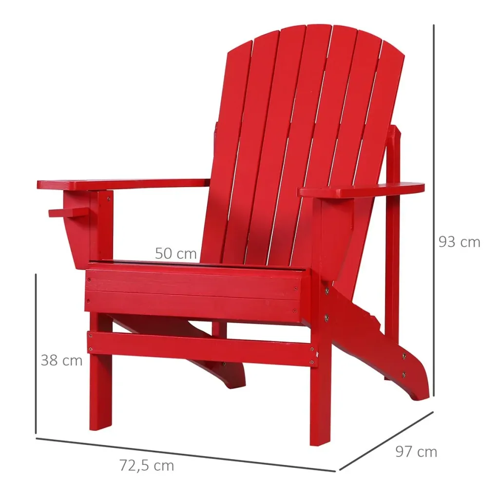 Adirondack-Gartenstuhl mit Becherhalter Gartenliege Balkonstuhl Massivholz Rot 97 x 72,5 x 93 cm