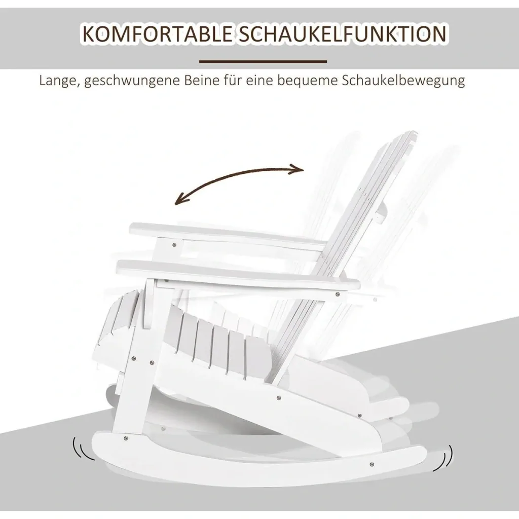Adirondack Gartenstuhl Schaukelstuhl Schaukelsessel Gartensessel Gartenmöbel Balkonstuhl Weiß 77 x 94 x 97 cm