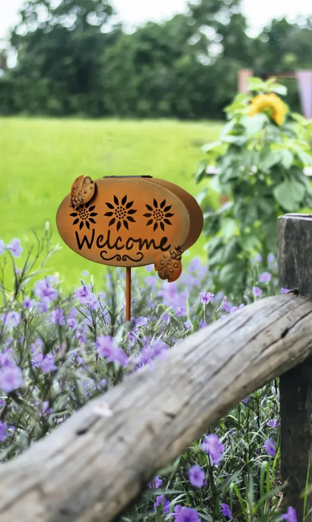 Solar Willkommensschild "Welcome" mit LED Licht