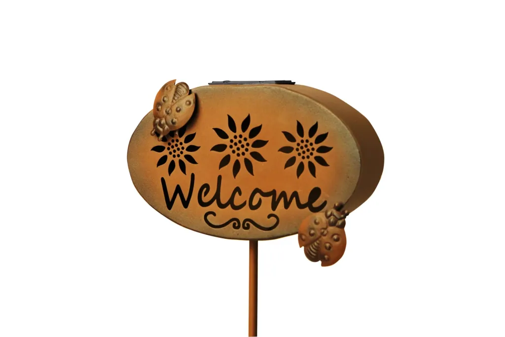 Solar Willkommensschild "Welcome" mit LED Licht